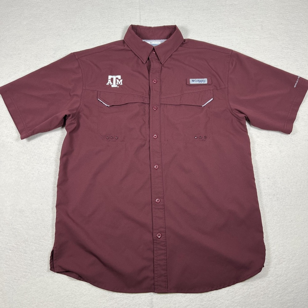 Texas A&M Aggies Shirt Mens Small Maroon NCAA Football Short Sleeve Fishing - Picture 2 of 7
